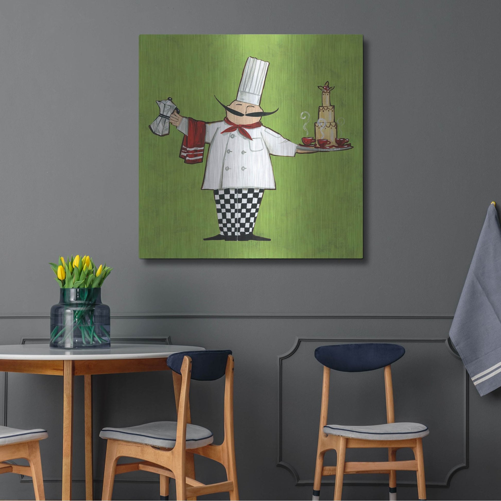 Luxe Metal Art 'Cafe Chef in Color' by Anne Tavoletti, Metal Wall Art,36x36