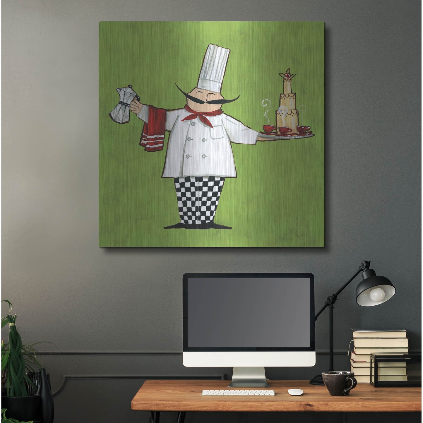 Luxe Metal Art 'Cafe Chef in Color' by Anne Tavoletti, Metal Wall Art,36x36