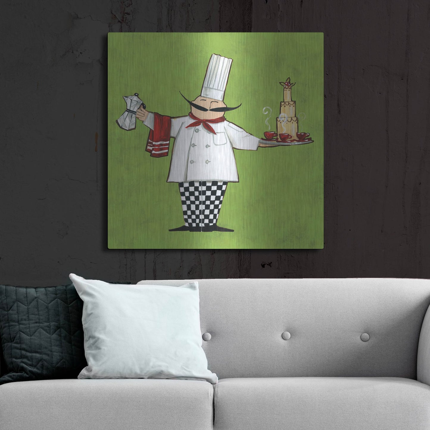 Luxe Metal Art 'Cafe Chef in Color' by Anne Tavoletti, Metal Wall Art,36x36