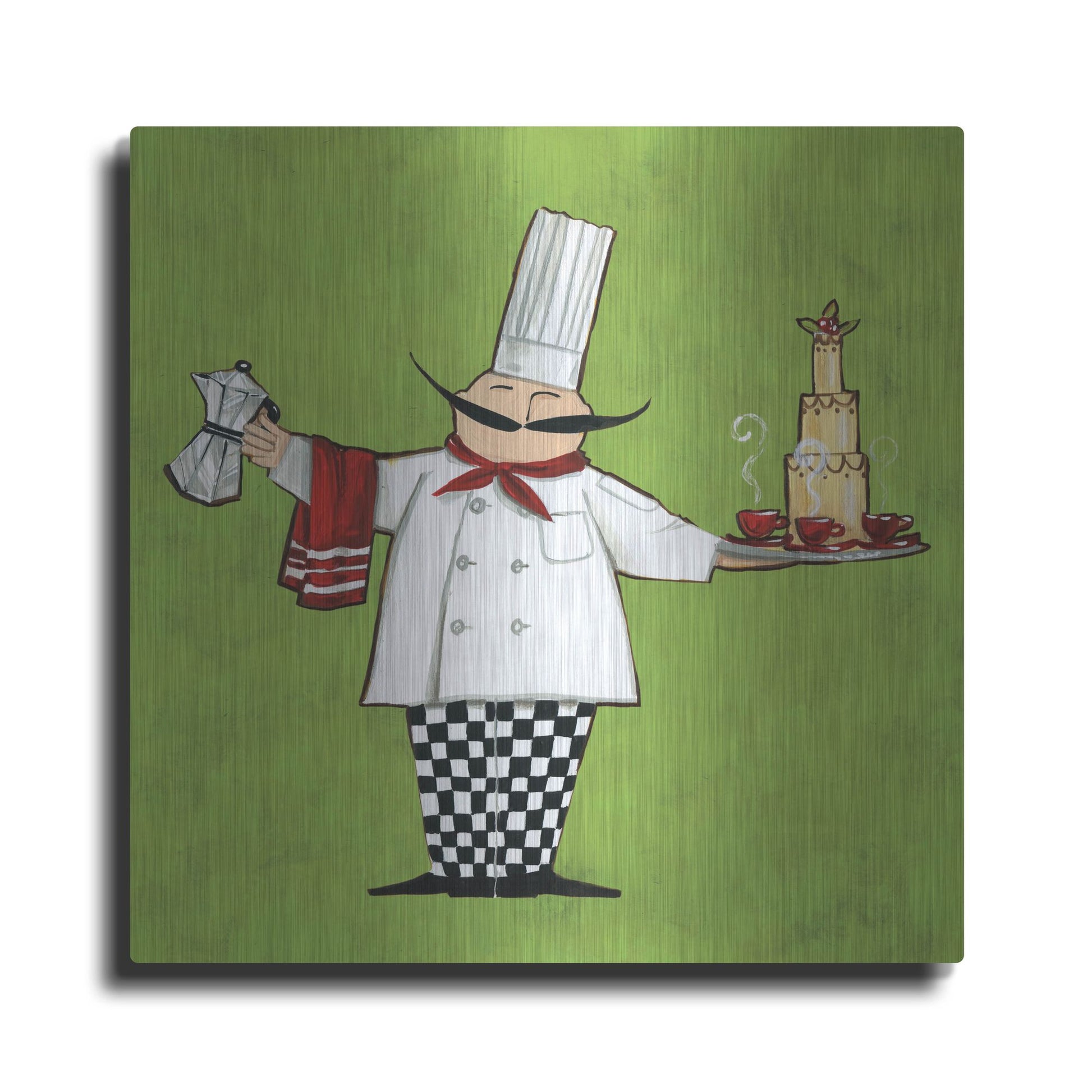 Luxe Metal Art 'Cafe Chef in Color' by Anne Tavoletti, Metal Wall Art