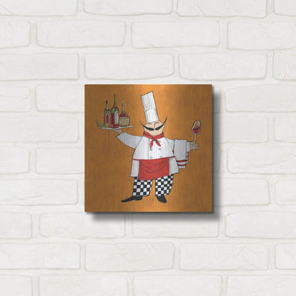 Luxe Metal Art 'Vino Chef in Color' by Anne Tavoletti, Metal Wall Art,12x12