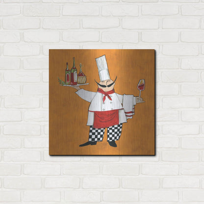 Luxe Metal Art 'Vino Chef in Color' by Anne Tavoletti, Metal Wall Art,24x24