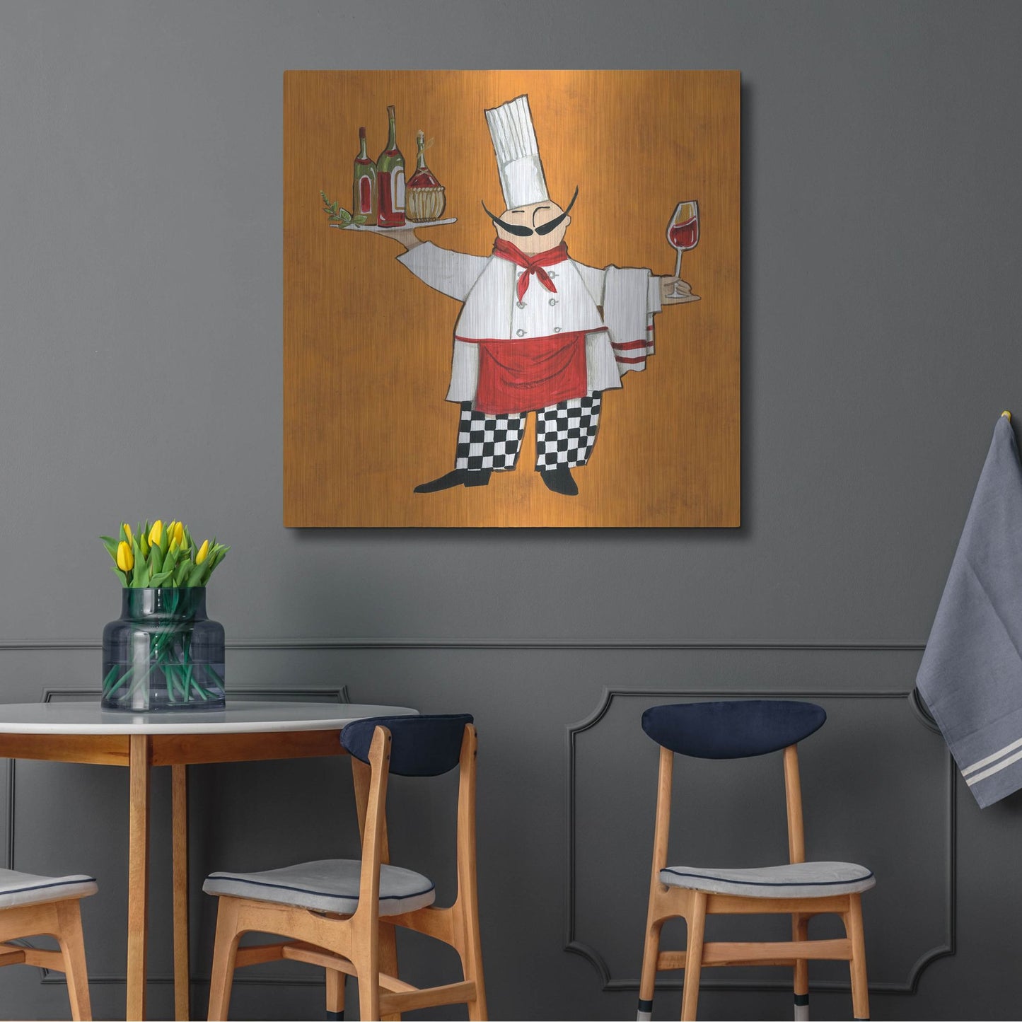 Luxe Metal Art 'Vino Chef in Color' by Anne Tavoletti, Metal Wall Art,36x36