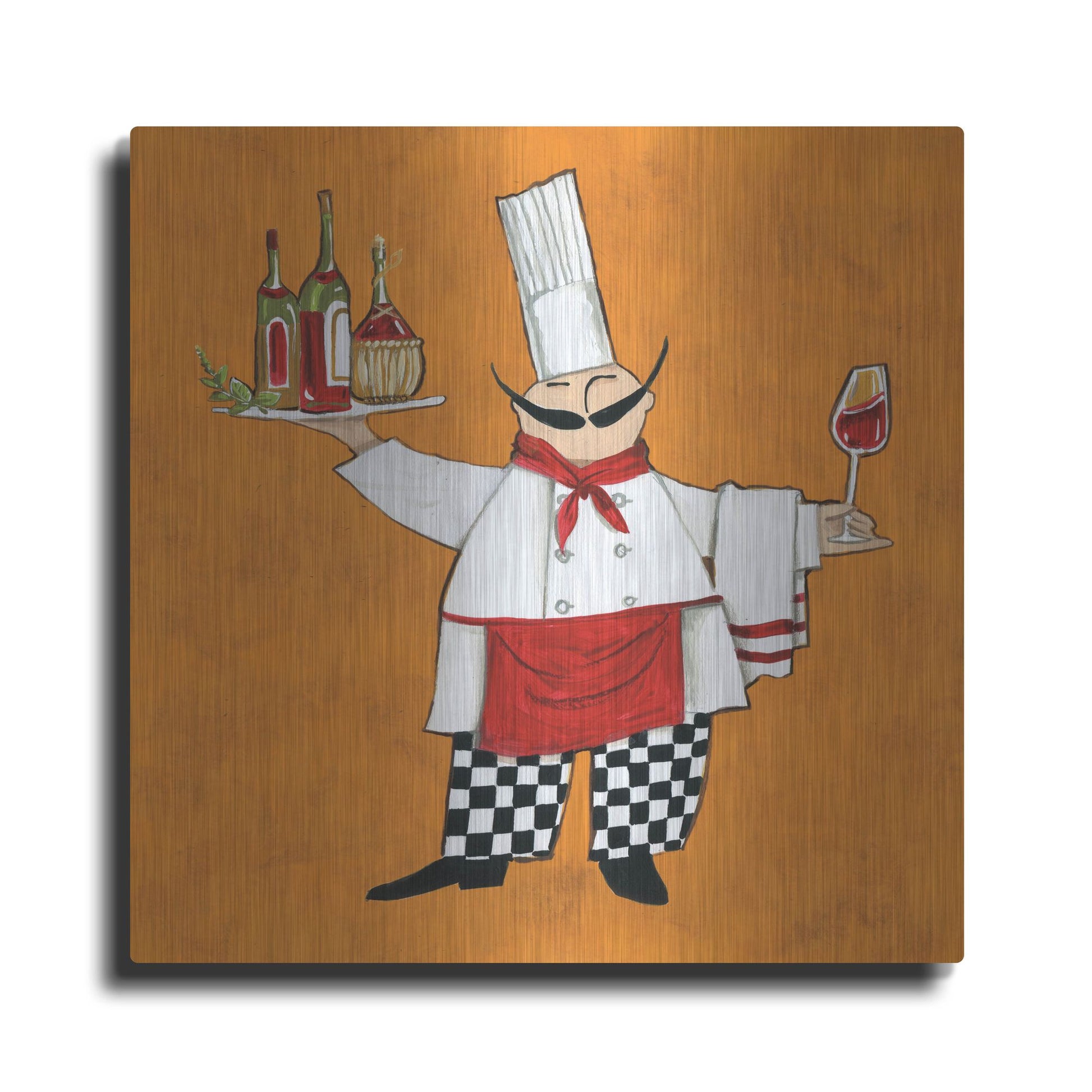 Luxe Metal Art 'Vino Chef in Color' by Anne Tavoletti, Metal Wall Art