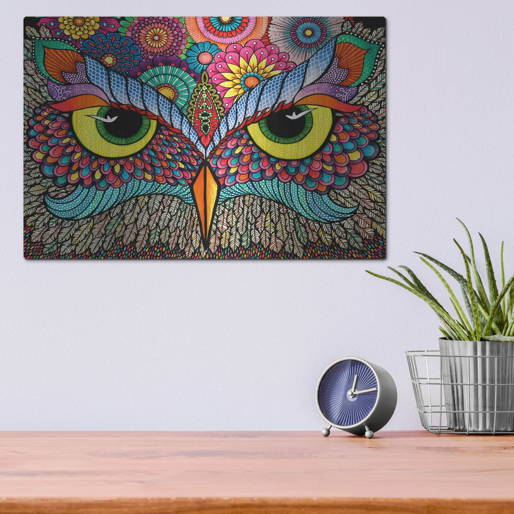 'Owl Face' by Hello Angel – Metal Wall Art, 16x12 room view