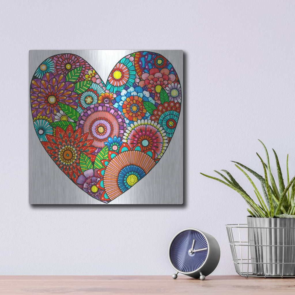 'Floral Heart' by Hello Angel – Metal Wall Art, 12x12 room view
