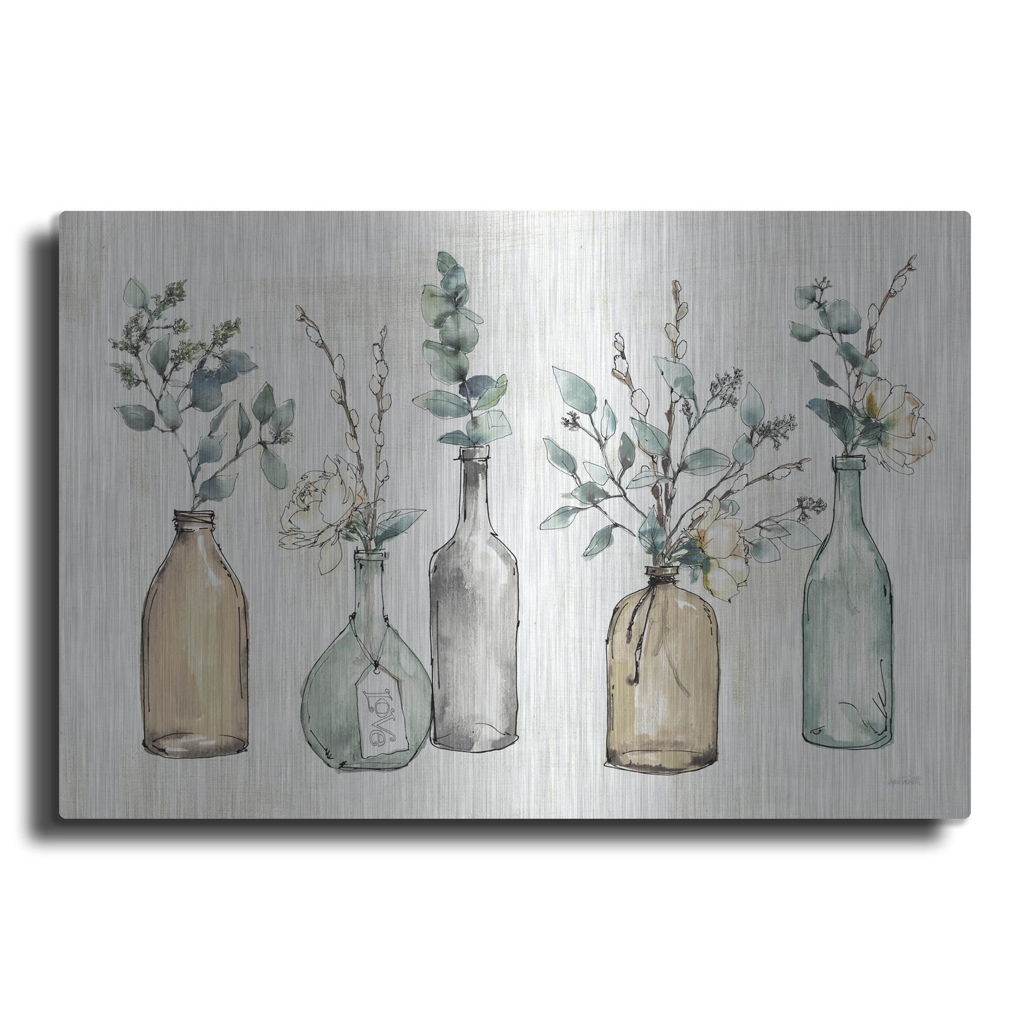 Luxe Metal Art 'Modern Farmhouse I with Love' by Anne Tavoletti, Metal Wall Art