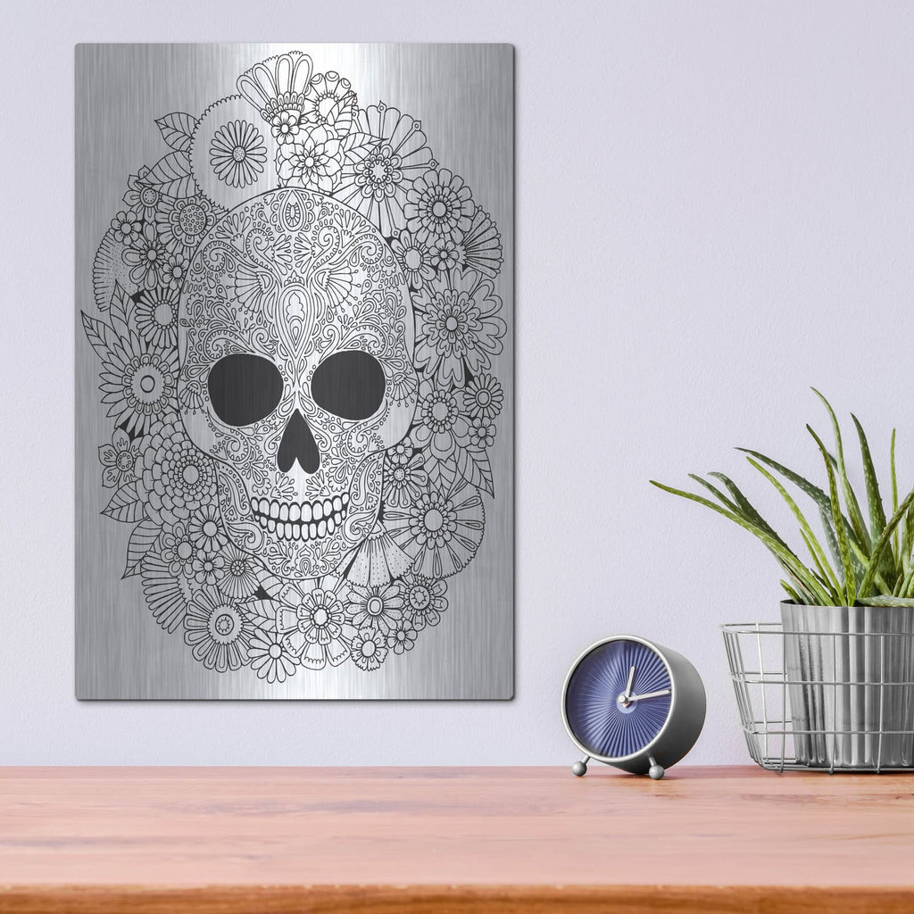 'Sugar Skull Wreath' by Hello Angel – Metal Wall Art, 12x16 room view