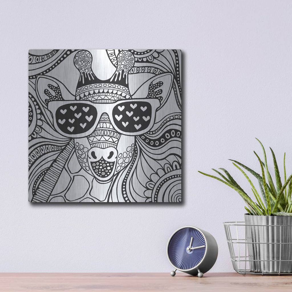 'Cool Giraffe' by Hello Angel – Metal Wall Art, 12x12 room view