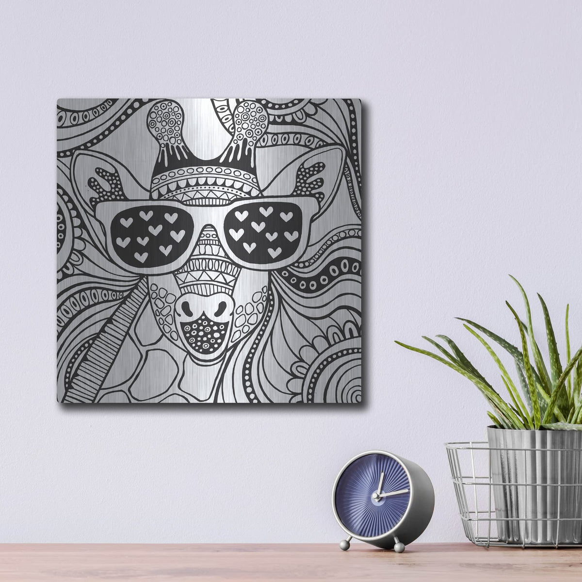 'Cool Giraffe' by Hello Angel – Metal Wall Art, 12x12 room view