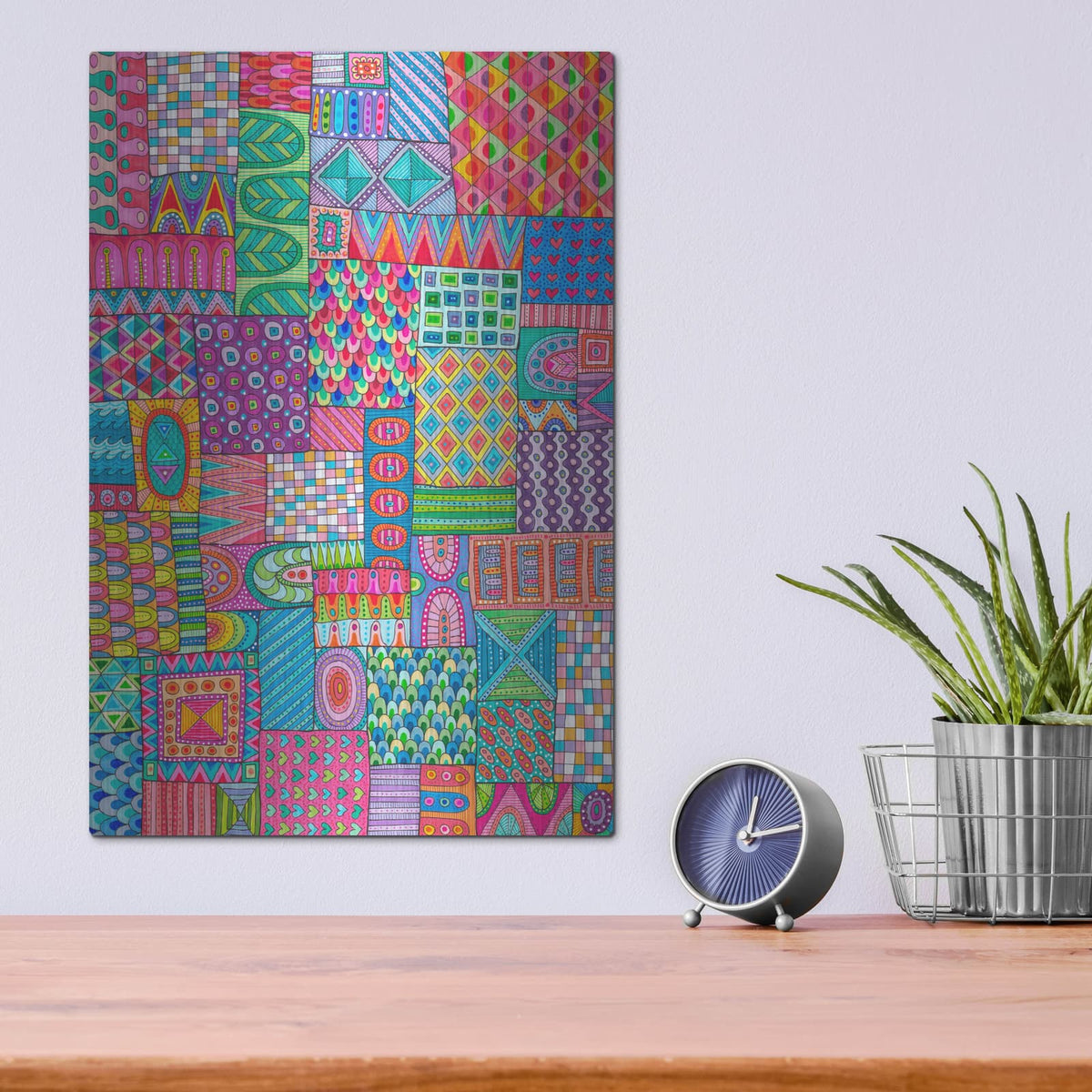 'Patchworked' by Hello Angel – Metal Wall Art, 12x16 room view