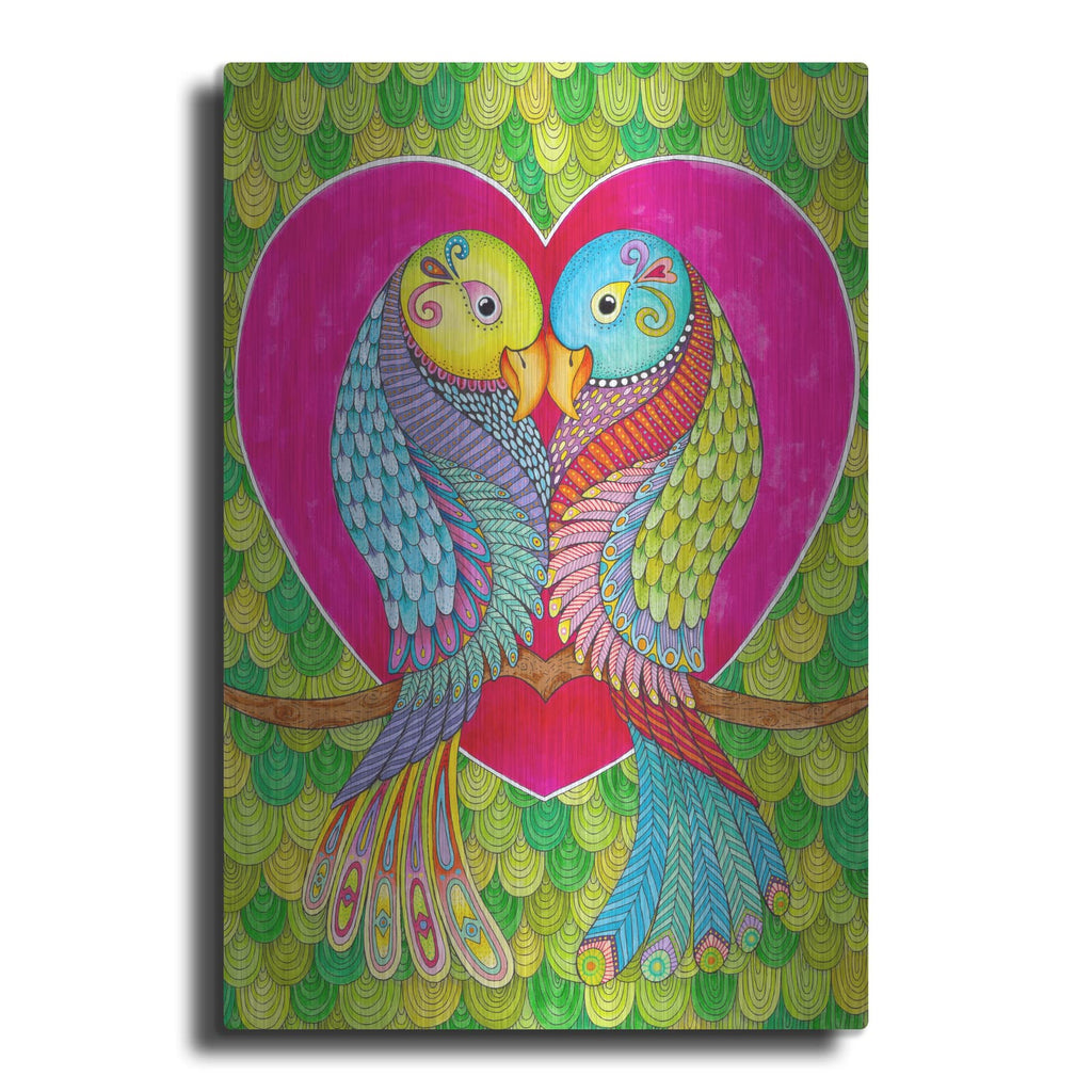 'Lovebirds In Colour' by Hello Angel – Metal Wall Art