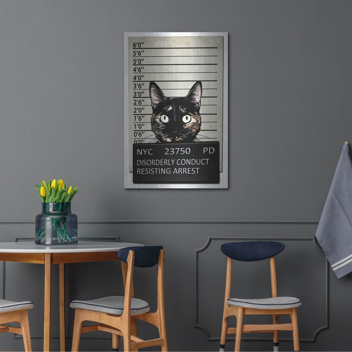 'Kitty Mugshot' by Nicklas Gustafsson – Metal Wall Art, 24x36 room view