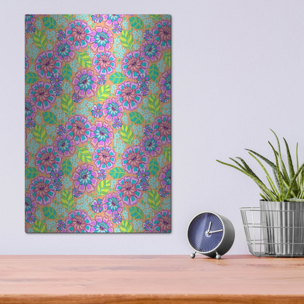 'Floral Peach Sorbet' by Hello Angel – Metal Wall Art, 12x16 room view