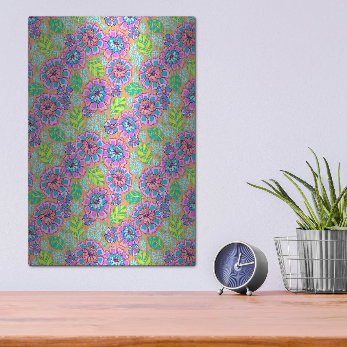 'Floral Peach Sorbet' by Hello Angel – Metal Wall Art, 12x16 room view