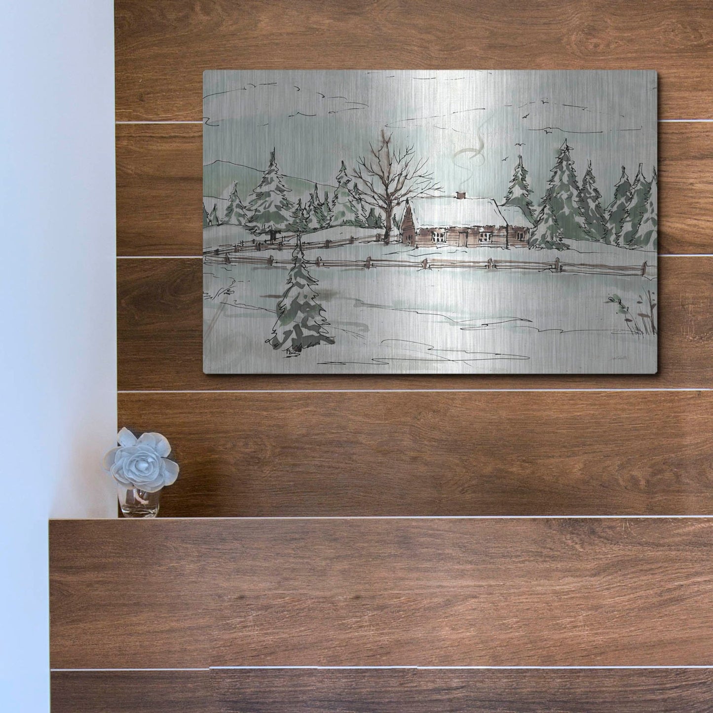 Luxe Metal Art 'WInter Wonderland X' by Anne Tavoletti, Metal Wall Art,16x12