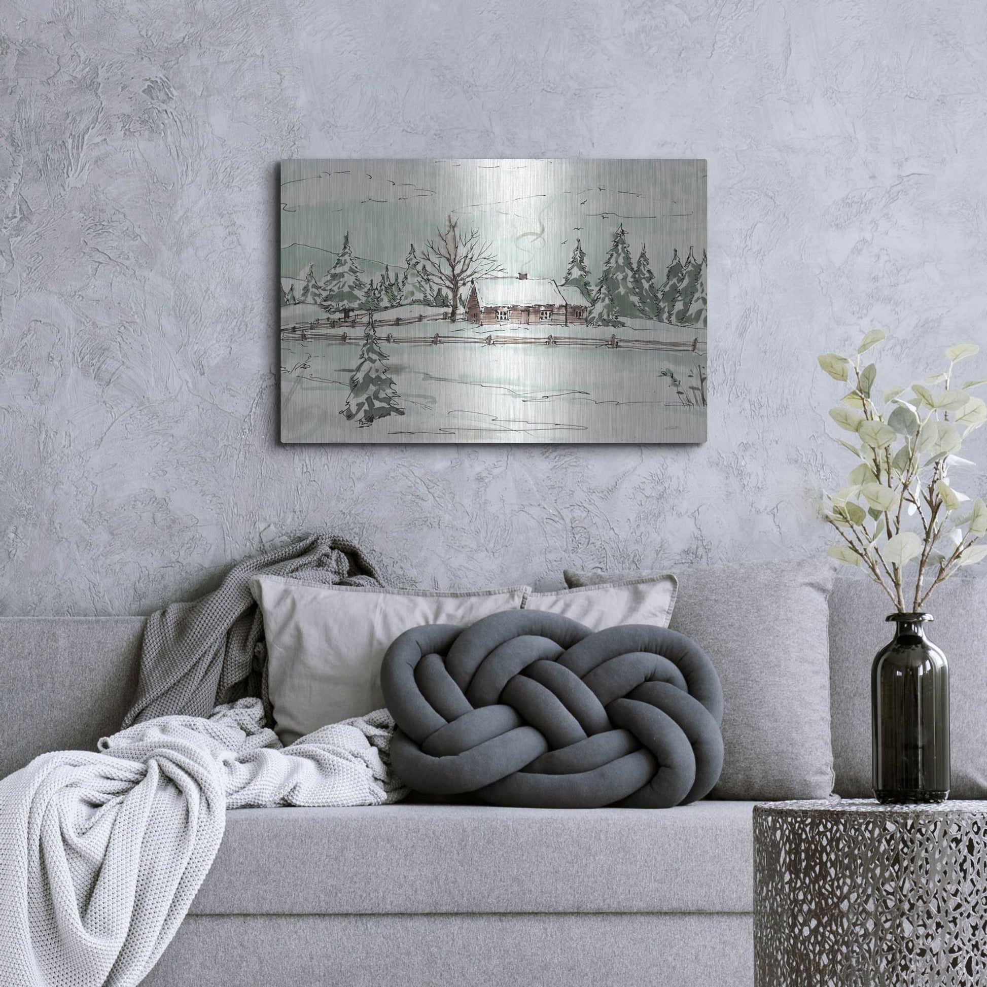 Luxe Metal Art 'WInter Wonderland X' by Anne Tavoletti, Metal Wall Art,36x24