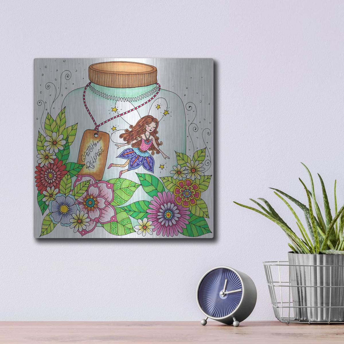 'I Believe 12' by Hello Angel – Metal Wall Art, 12x12 room view