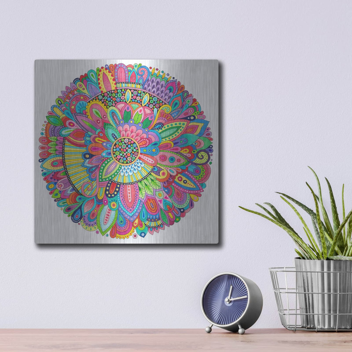 'Indecision Mandala' by Hello Angel – Metal Wall Art, 12x12 room view