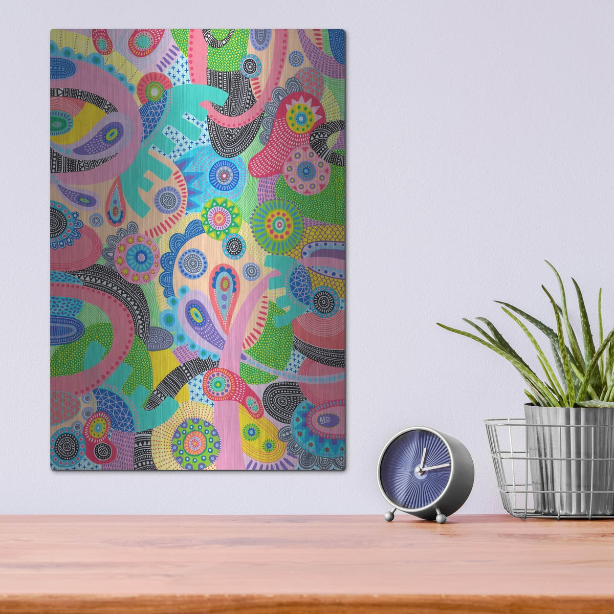 'Elephant Flowers' by Hello Angel – Metal Wall Art, 12x16 room view