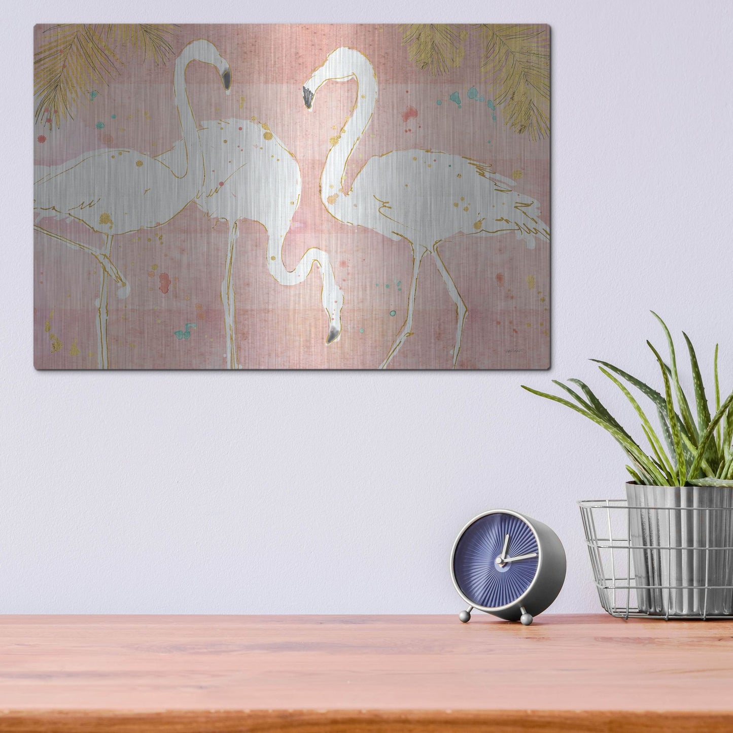 Luxe Metal Art 'Flamingo Fever IV' by Anne Tavoletti, Metal Wall Art,16x12