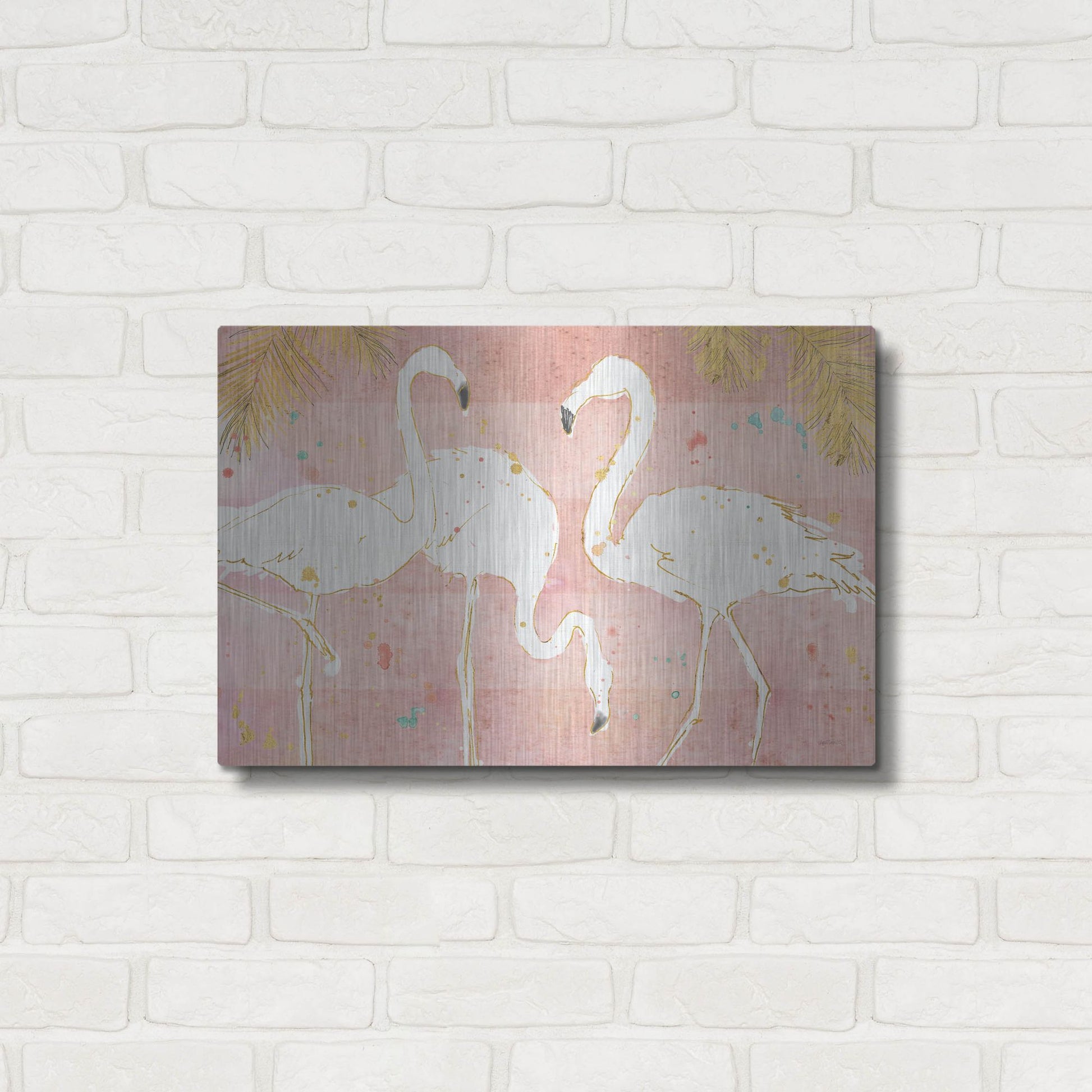 Luxe Metal Art 'Flamingo Fever IV' by Anne Tavoletti, Metal Wall Art,24x16