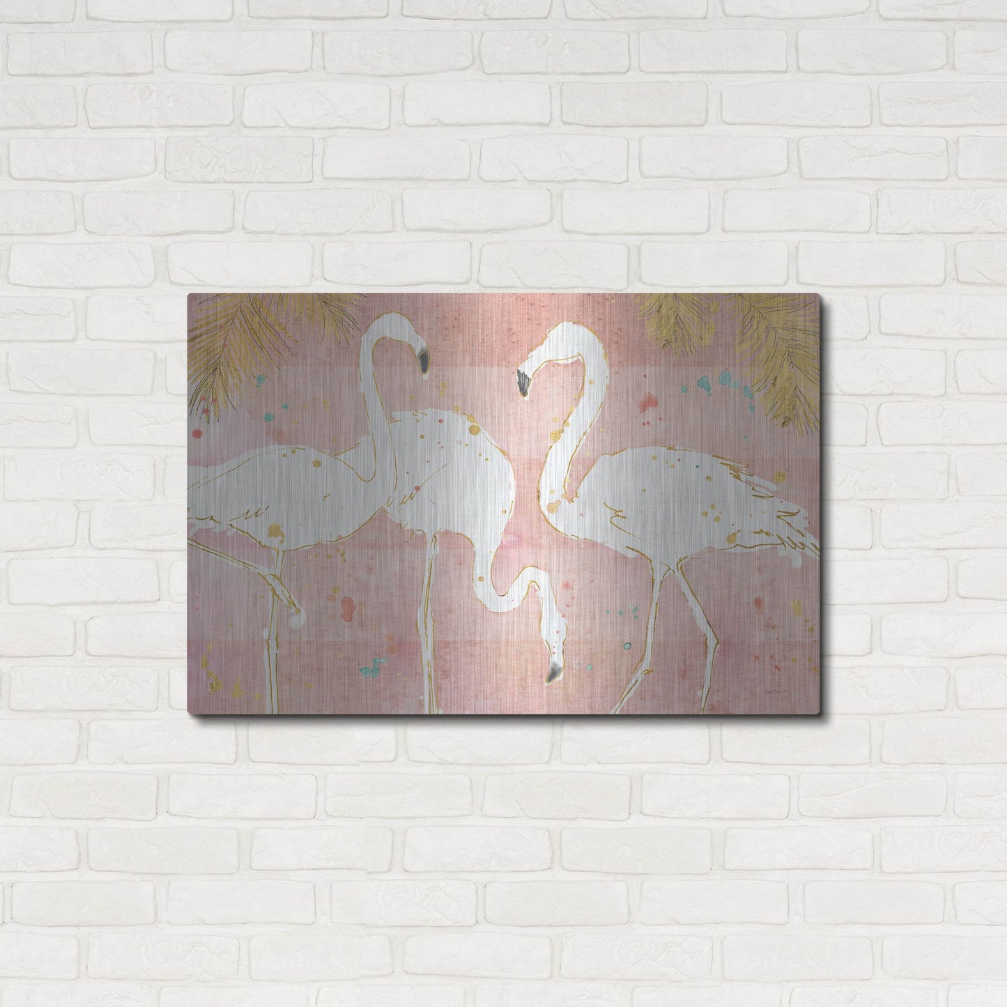 Luxe Metal Art 'Flamingo Fever IV' by Anne Tavoletti, Metal Wall Art,36x24