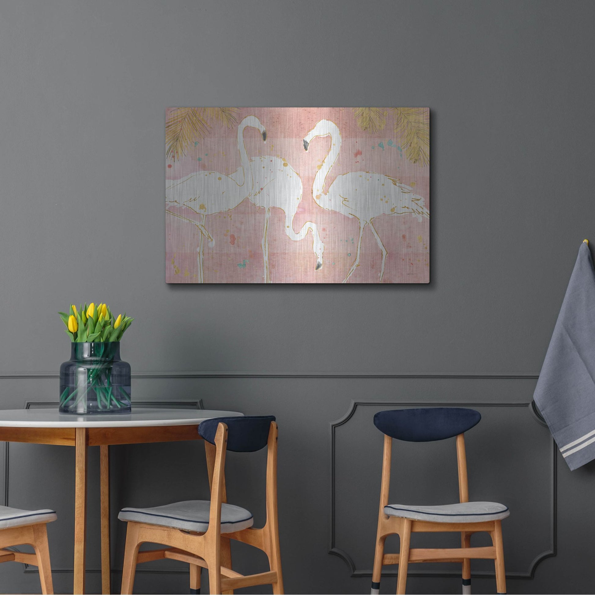 Luxe Metal Art 'Flamingo Fever IV' by Anne Tavoletti, Metal Wall Art,36x24