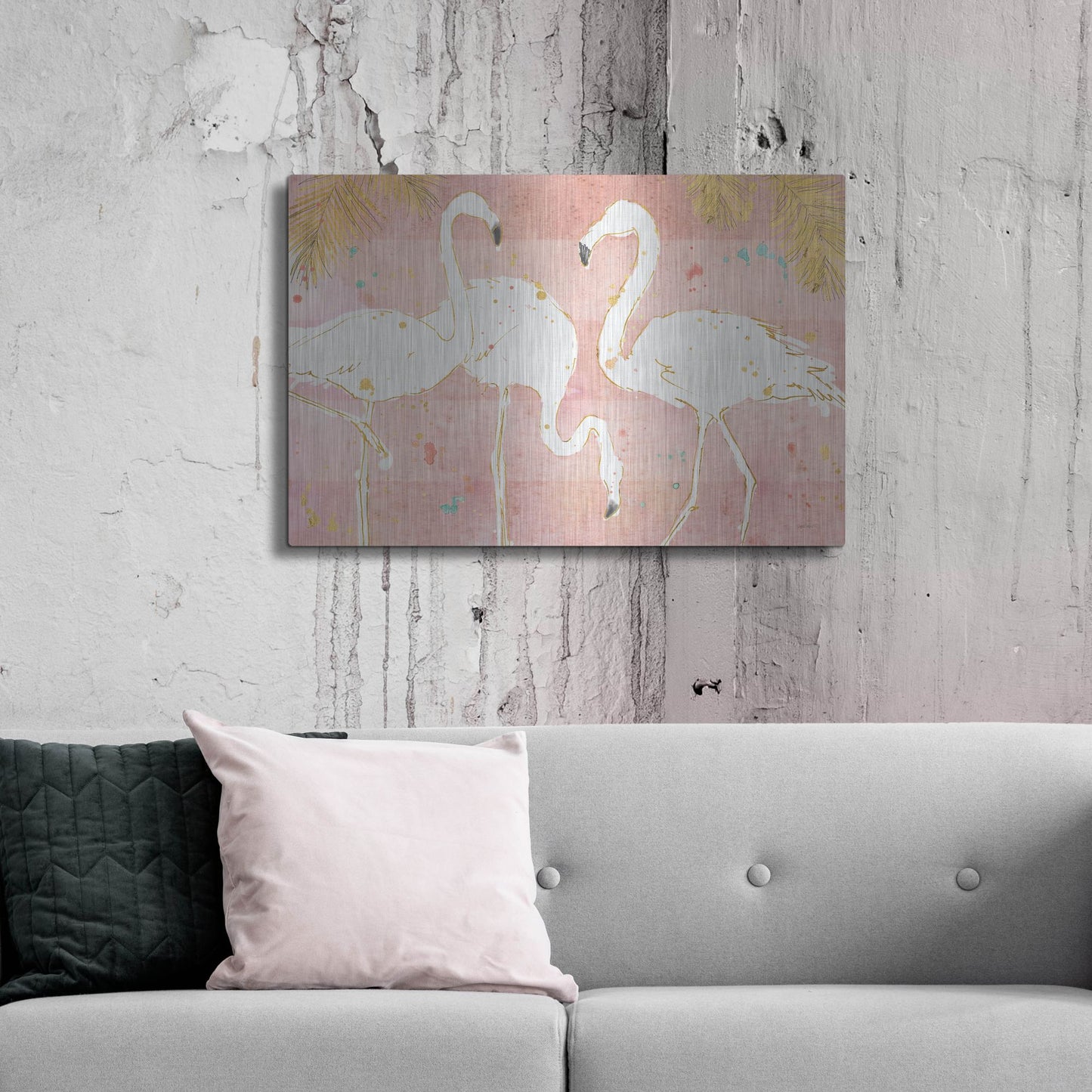 Luxe Metal Art 'Flamingo Fever IV' by Anne Tavoletti, Metal Wall Art,36x24