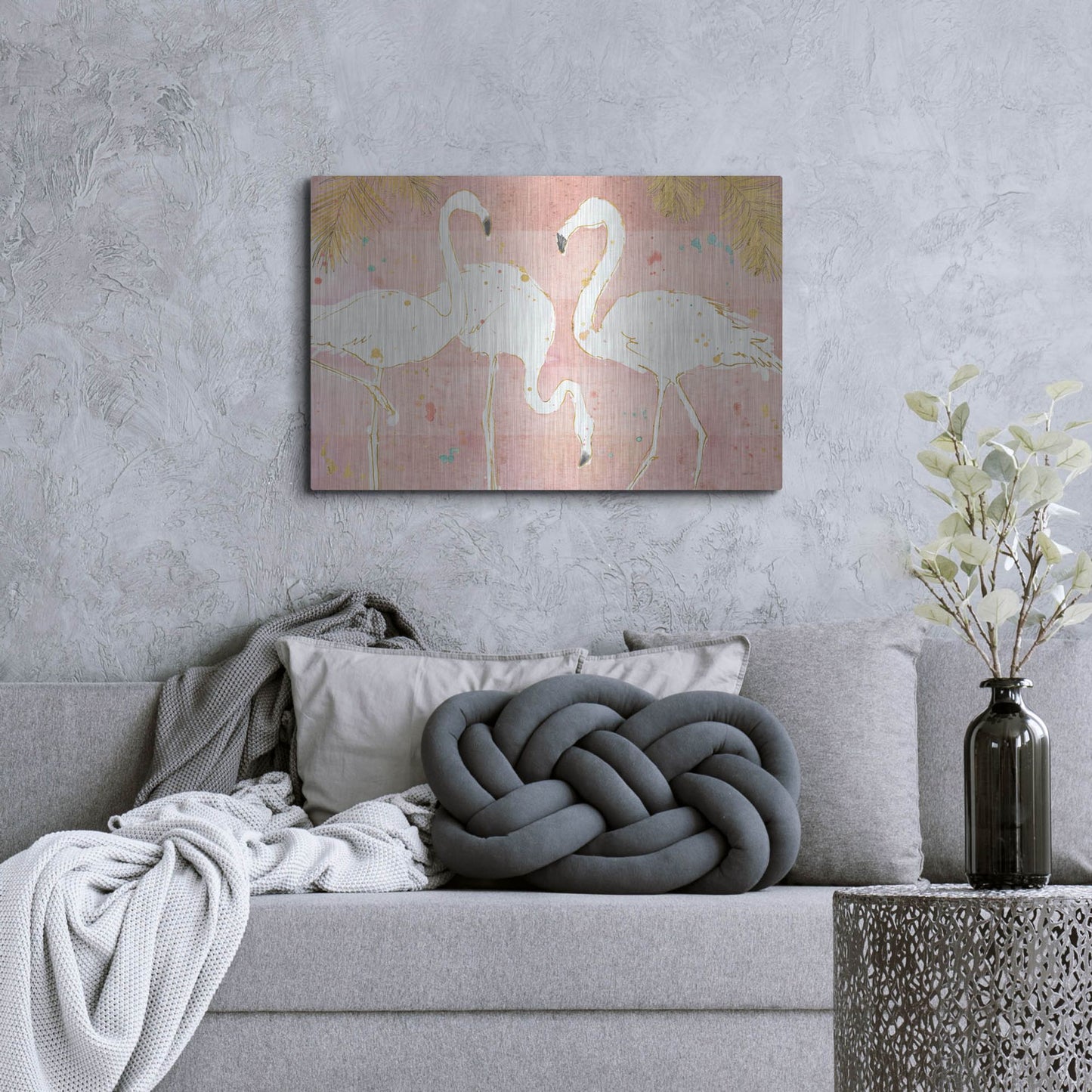 Luxe Metal Art 'Flamingo Fever IV' by Anne Tavoletti, Metal Wall Art,36x24