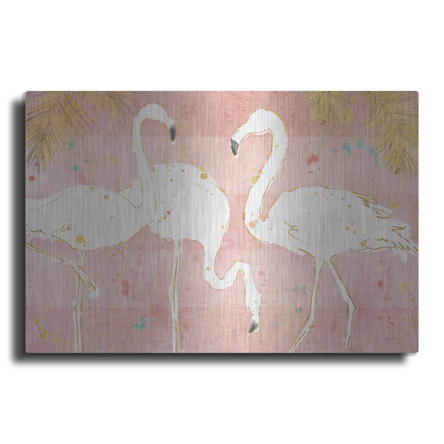 Luxe Metal Art 'Flamingo Fever IV' by Anne Tavoletti, Metal Wall Art