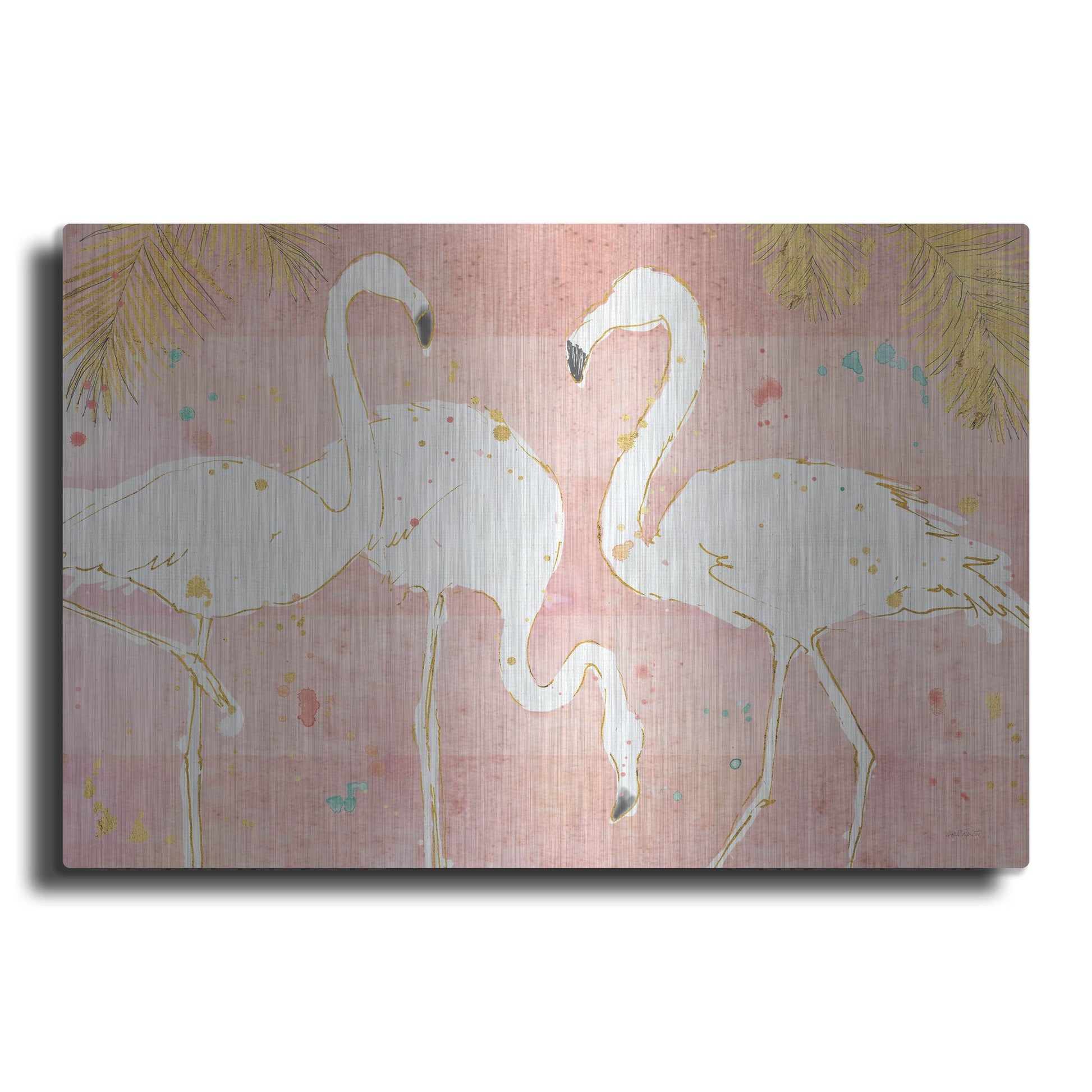 Luxe Metal Art 'Flamingo Fever IV' by Anne Tavoletti, Metal Wall Art