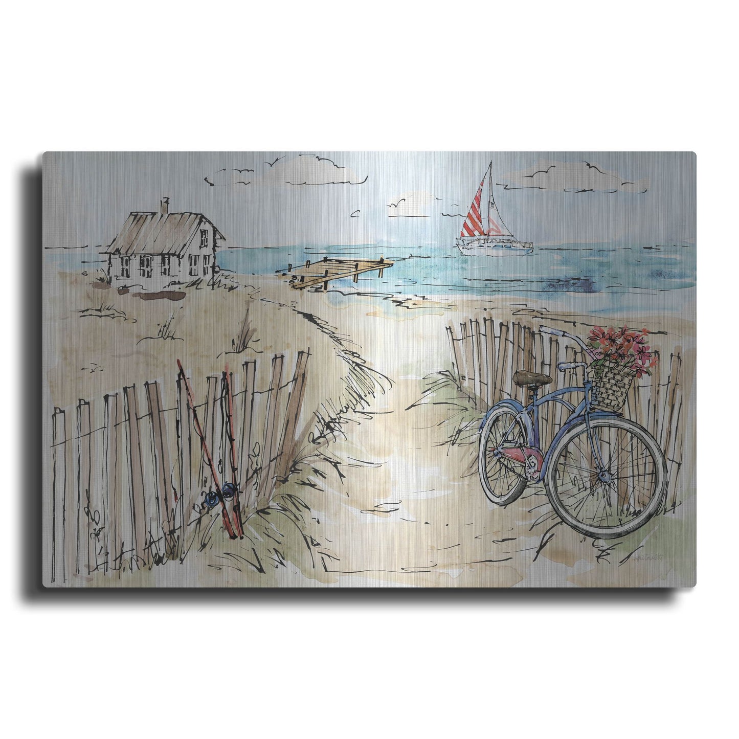 Luxe Metal Art 'Coastal Catch V' by Anne Tavoletti, Metal Wall Art