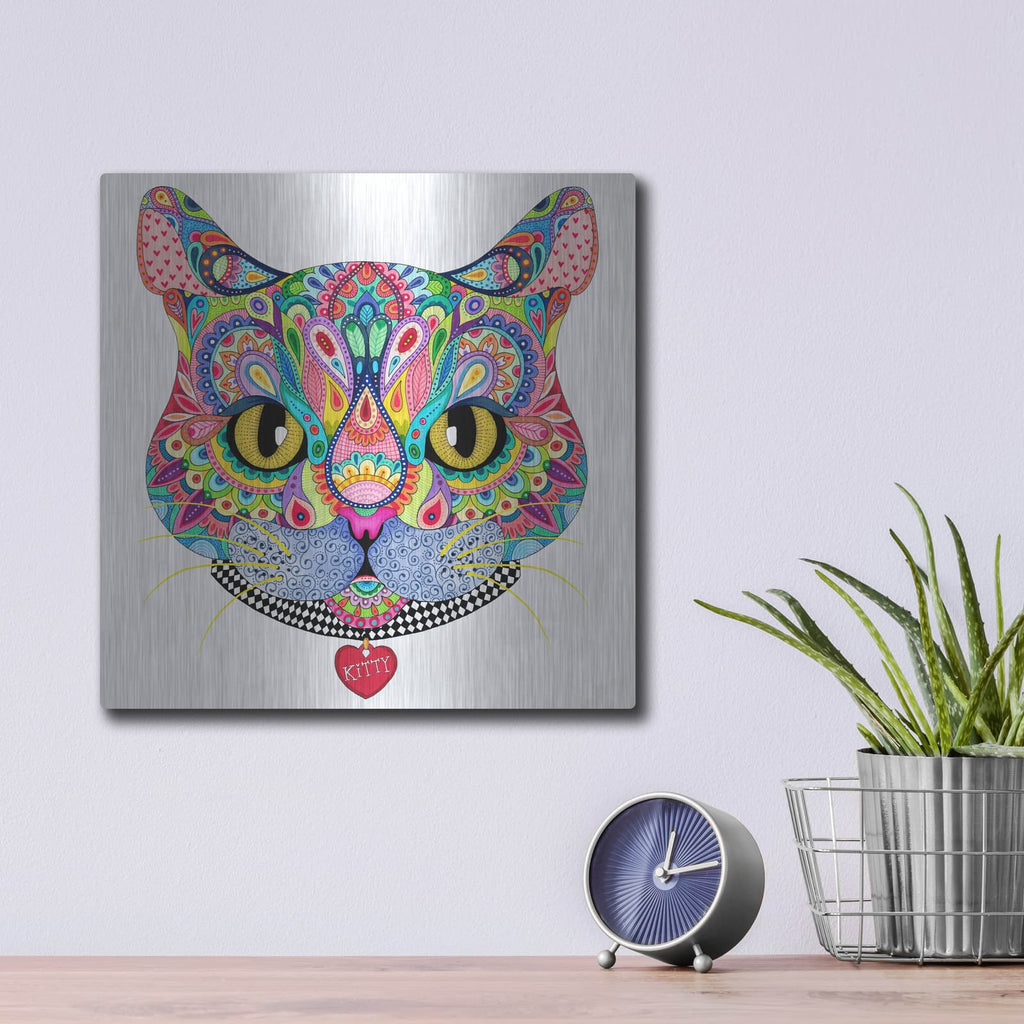 'Kaleidoscope Kitty' by Hello Angel – Metal Wall Art, 12x12 room view