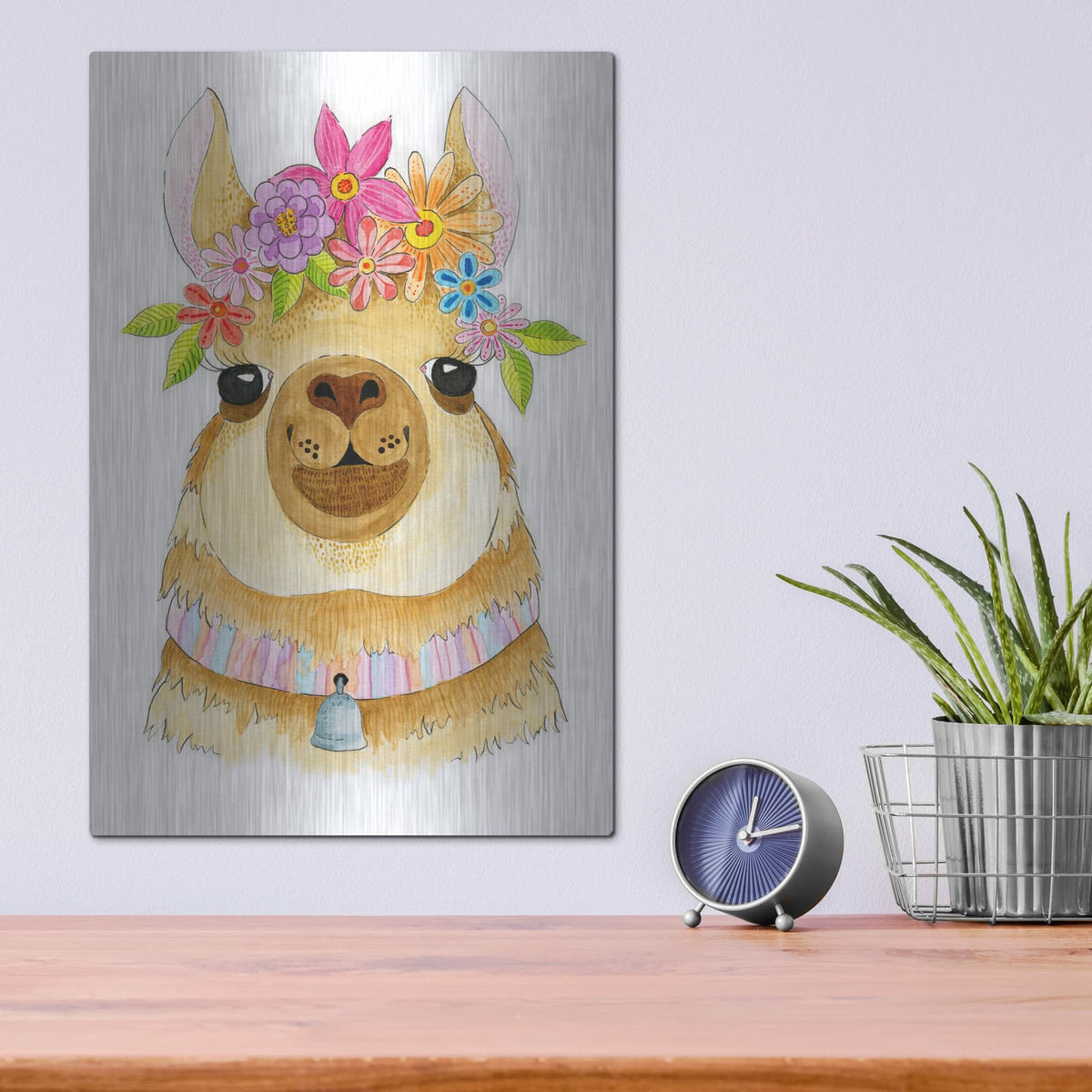 'Llama Cutie' by Hello Angel – Metal Wall Art, 12x16 room view