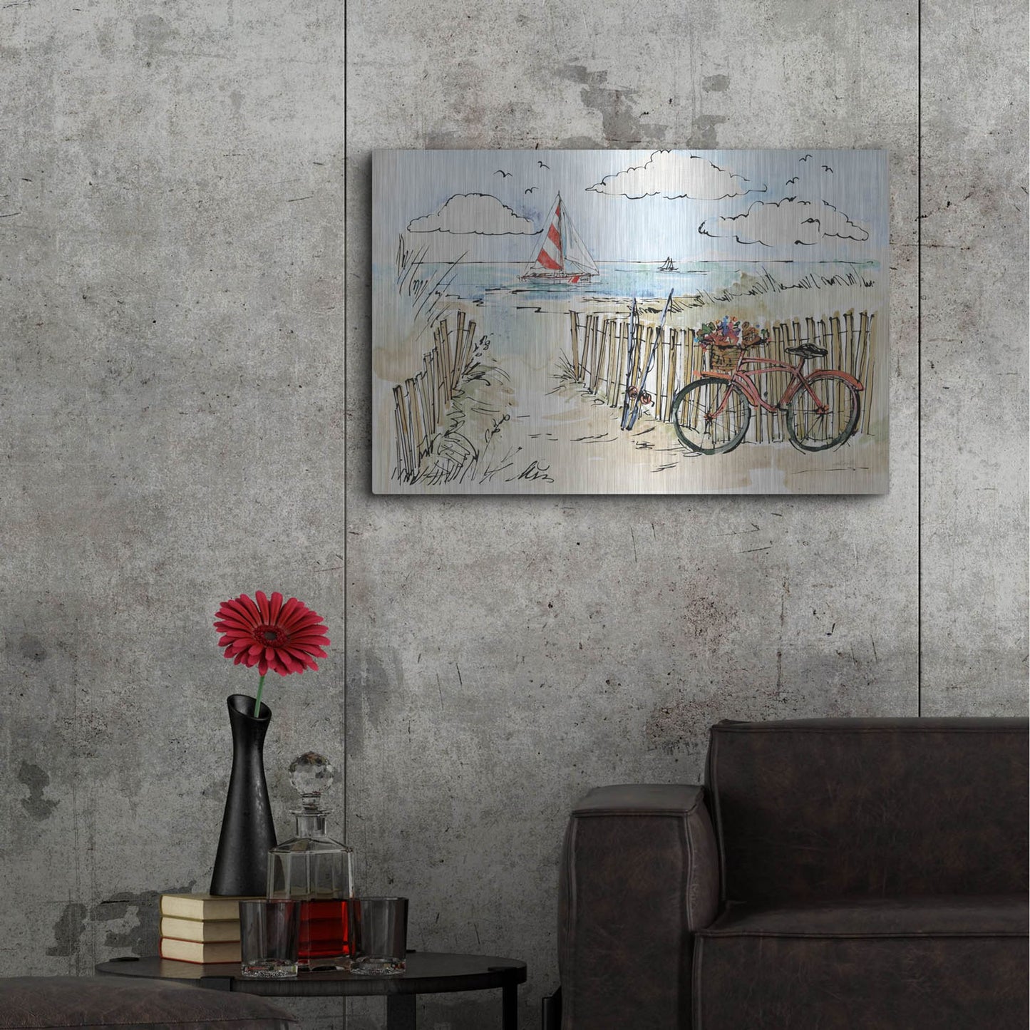 Luxe Metal Art 'Coastal Catch VI' by Anne Tavoletti, Metal Wall Art,36x24