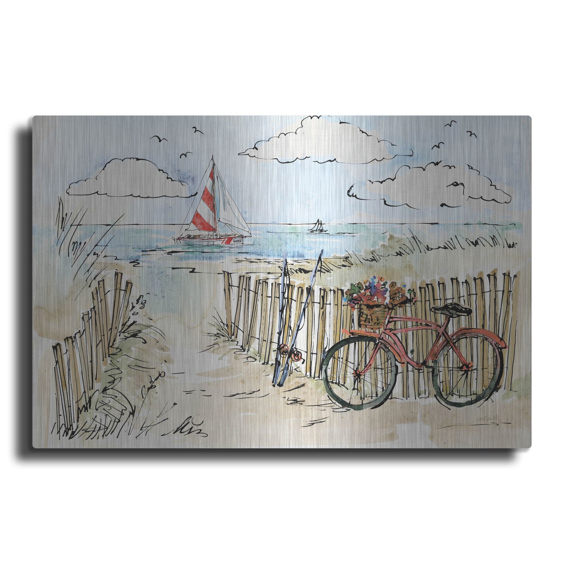 Luxe Metal Art 'Coastal Catch VI' by Anne Tavoletti, Metal Wall Art