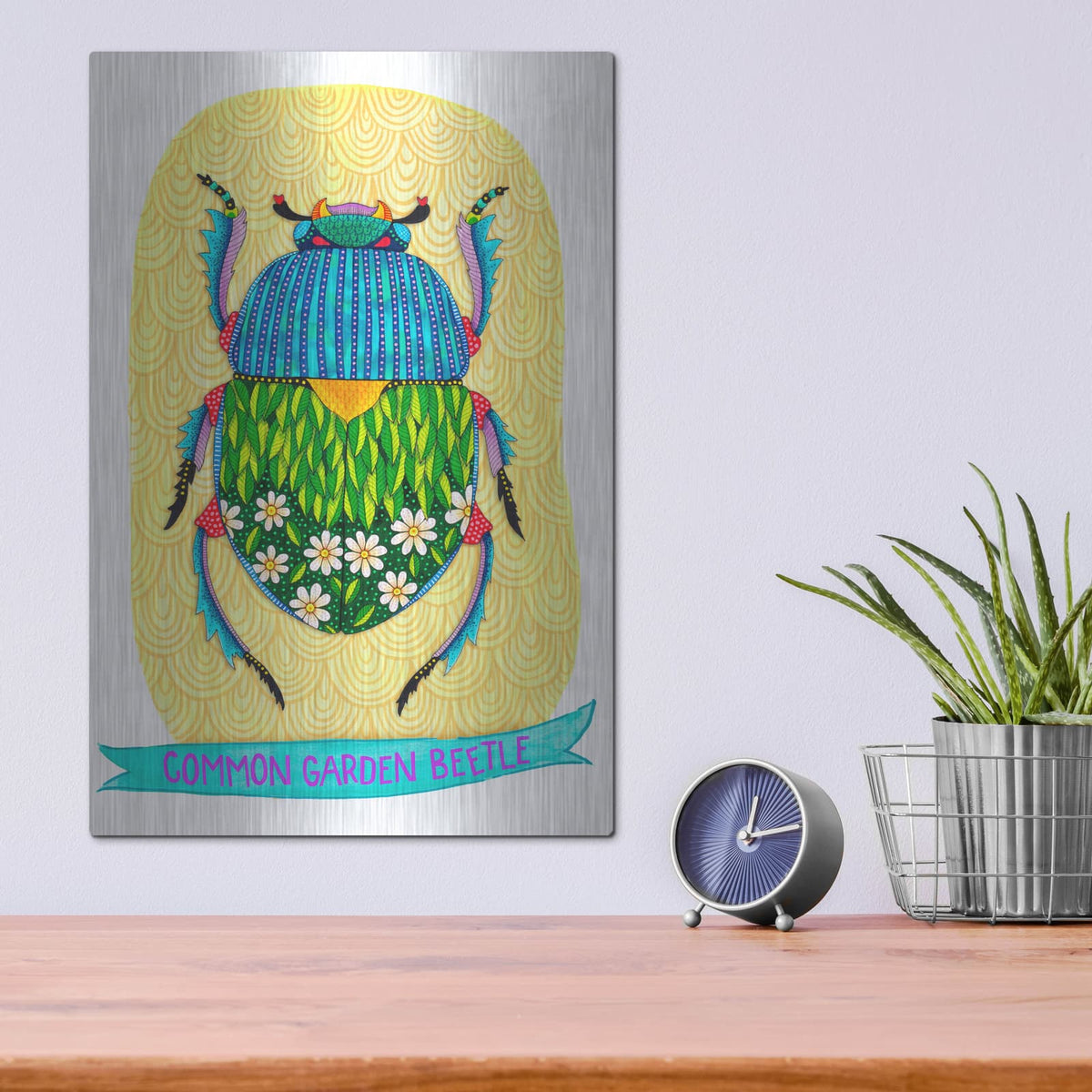 'Common Garden Beetle Mounted' by Hello Angel – Metal Wall Art, 12x16 room view