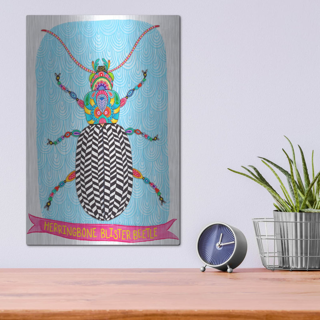 'Herringbone Blister Beetle Mounted' by Hello Angel – Metal Wall Art, 12x16 room view