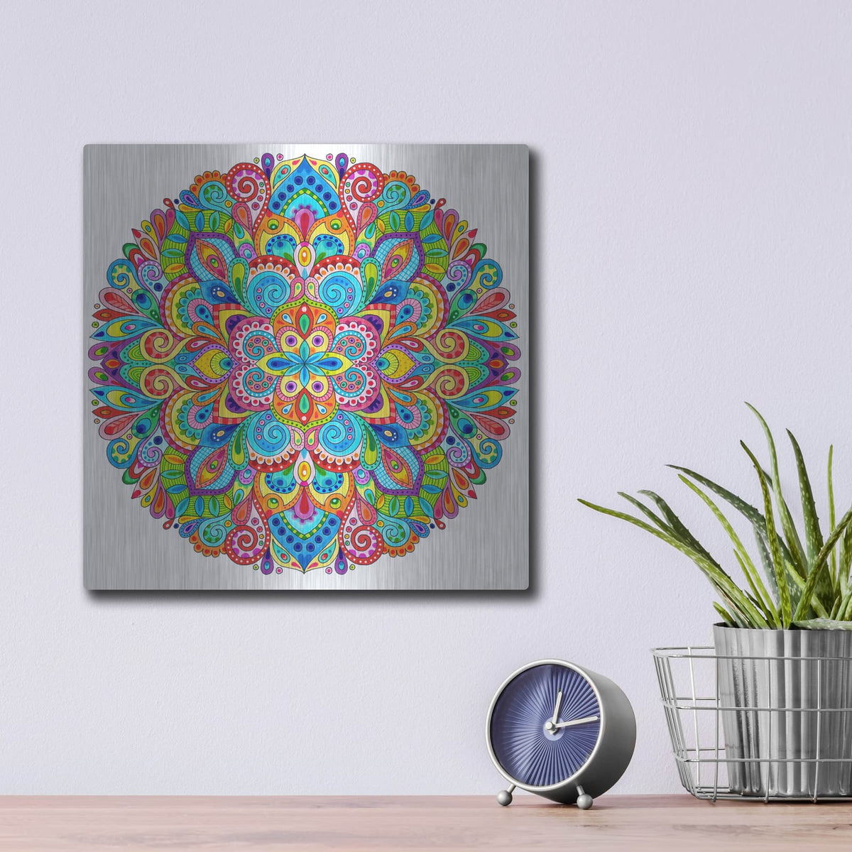 'Hard Candy Mandala' by Hello Angel – Metal Wall Art, 12x12 room view