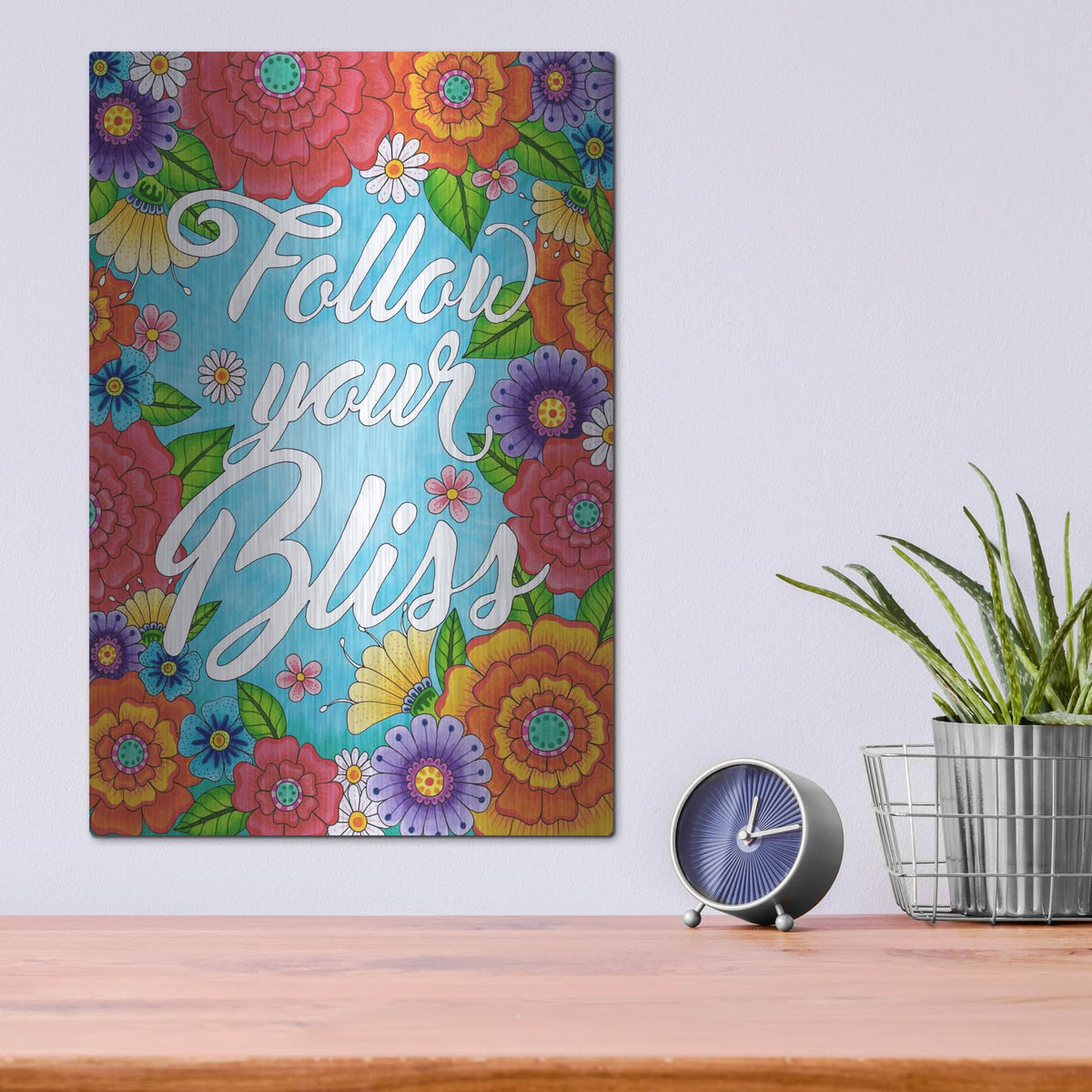 'Follow Your Bliss Spring' by Hello Angel – Metal Wall Art, 12x16 room view