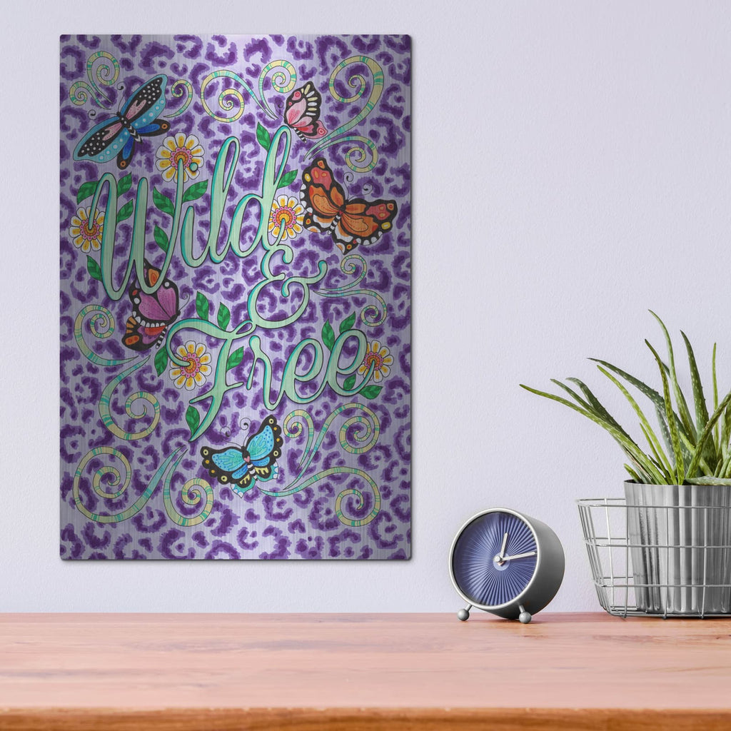 'Wild, Free And Purple' by Hello Angel – Metal Wall Art, 12x16 room view