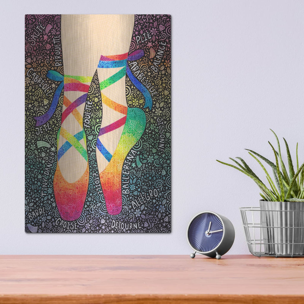 'Rainbow Ballet Slippers' by Hello Angel – Metal Wall Art, 12x16 room view