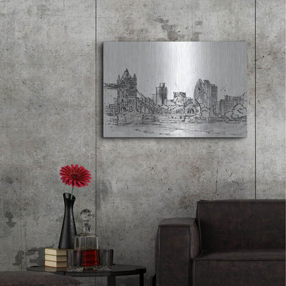 Luxe Metal Art 'Skyline Sketches IV' by Anne Tavoletti, Metal Wall Art,36x24