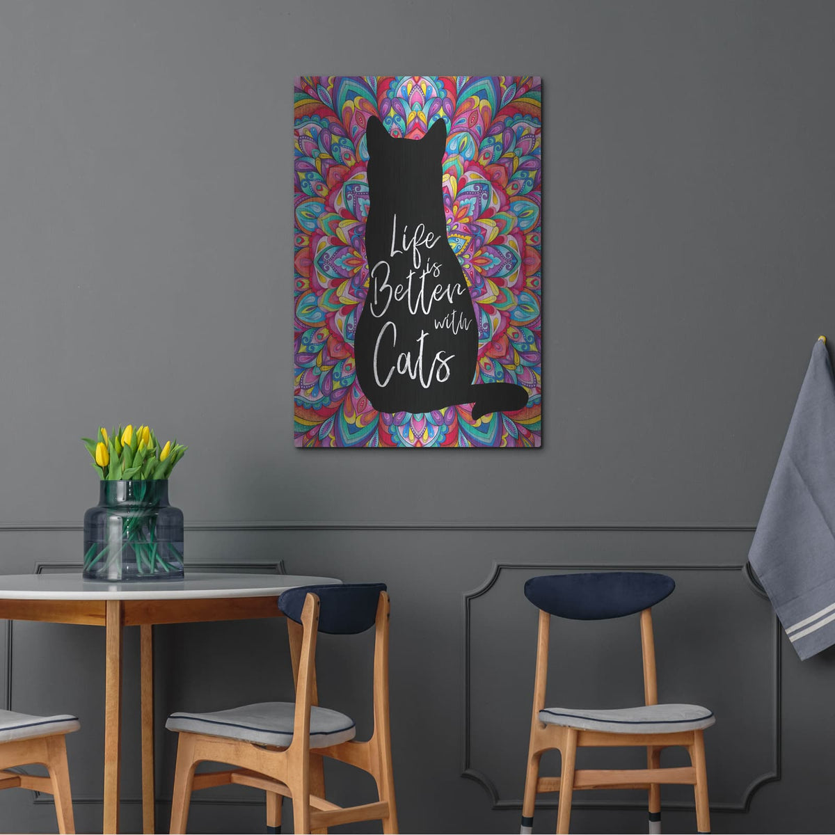 'Better With Cats' by Hello Angel – Metal Wall Art, 24x36 room view