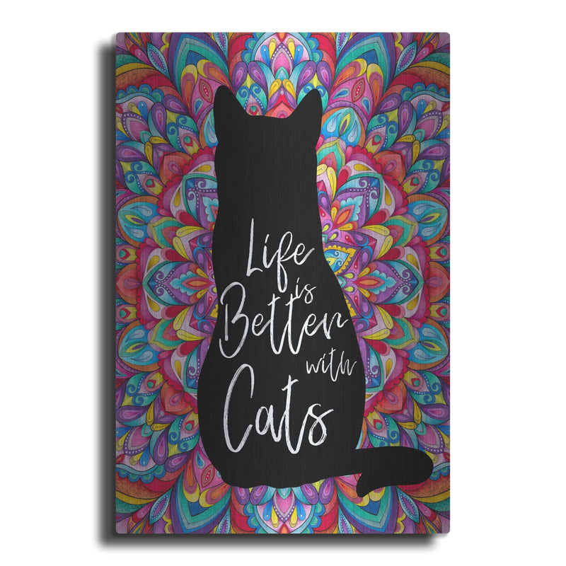 'Better With Cats' by Hello Angel – Metal Wall Art