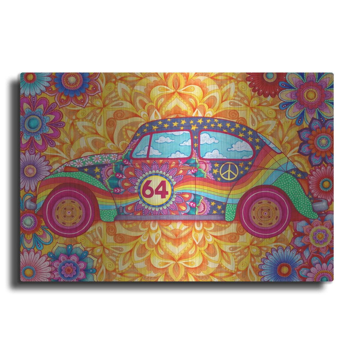 'Happy Hippiewagen' by Hello Angel – Metal Wall Art