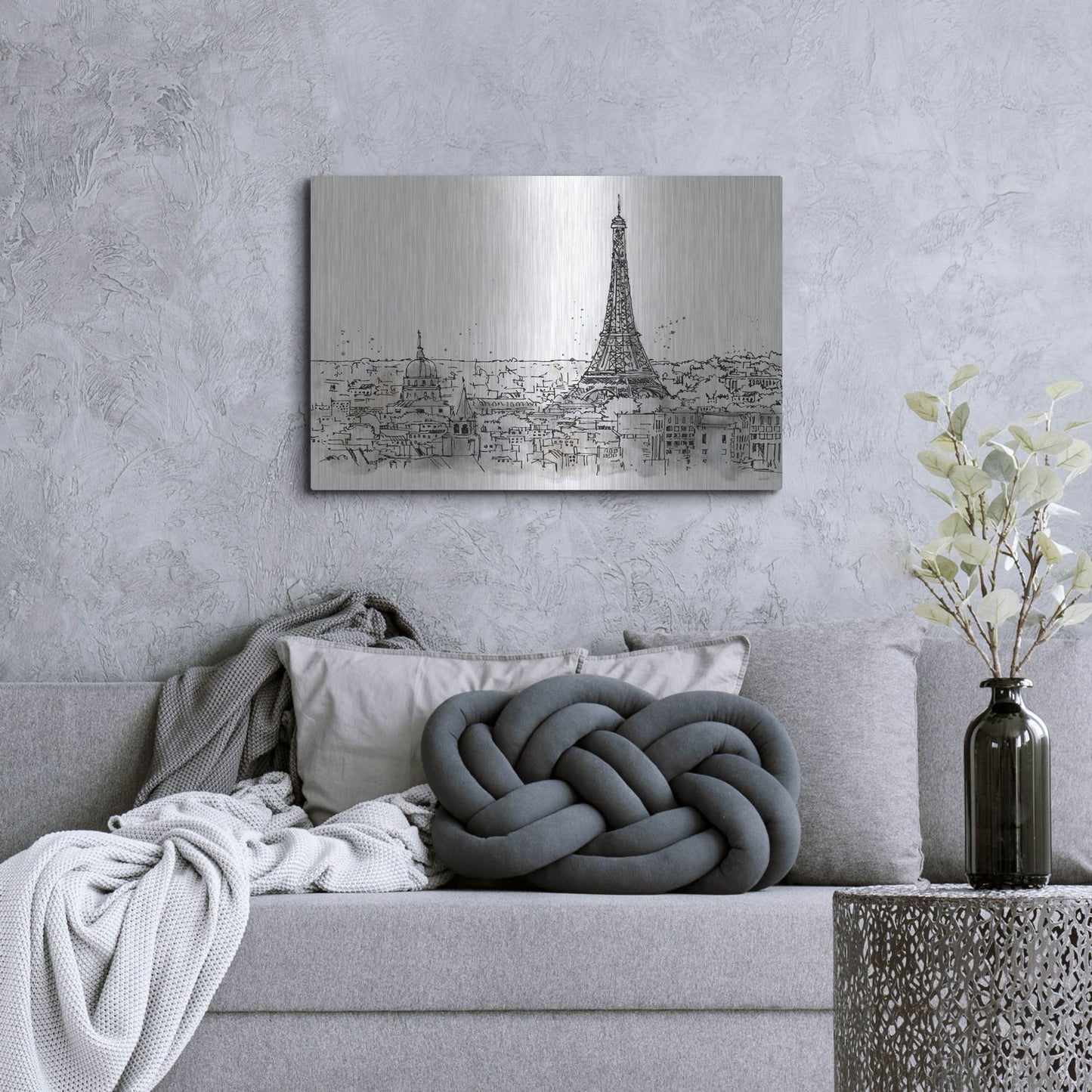 Luxe Metal Art 'Skyline Sketches II' by Anne Tavoletti, Metal Wall Art,36x24