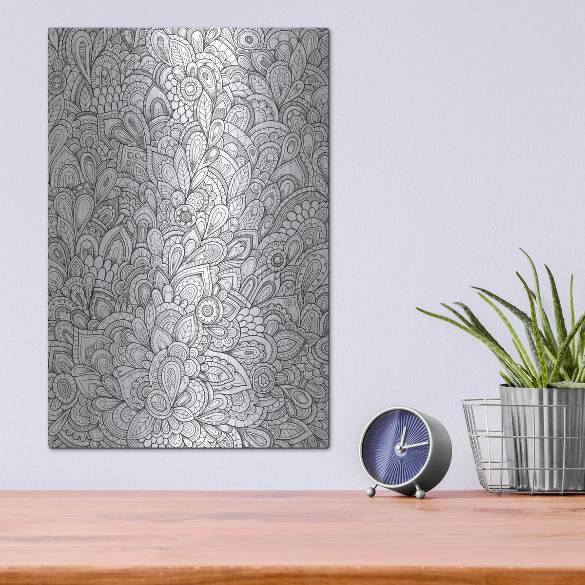 'Organic Doodle Explosion Lines' by Hello Angel – Metal Wall Art, 12x16 room view