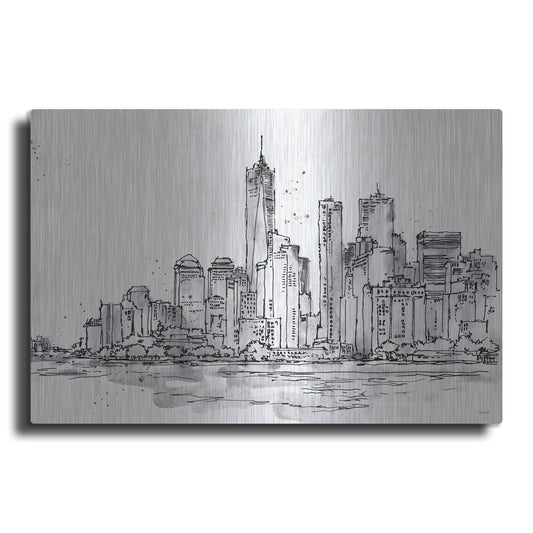 Luxe Metal Art 'Skyline Sketches I' by Anne Tavoletti, Metal Wall Art